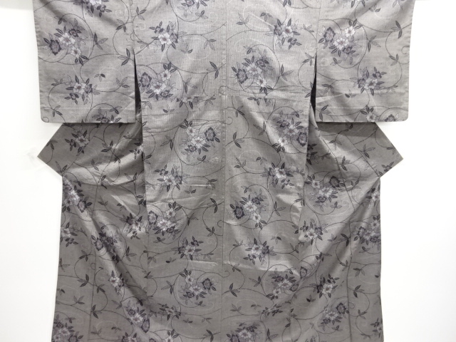 JAPANESE KIMONO / HITEO TSUMUGI / WOVEN ARABESQUE FLOWER